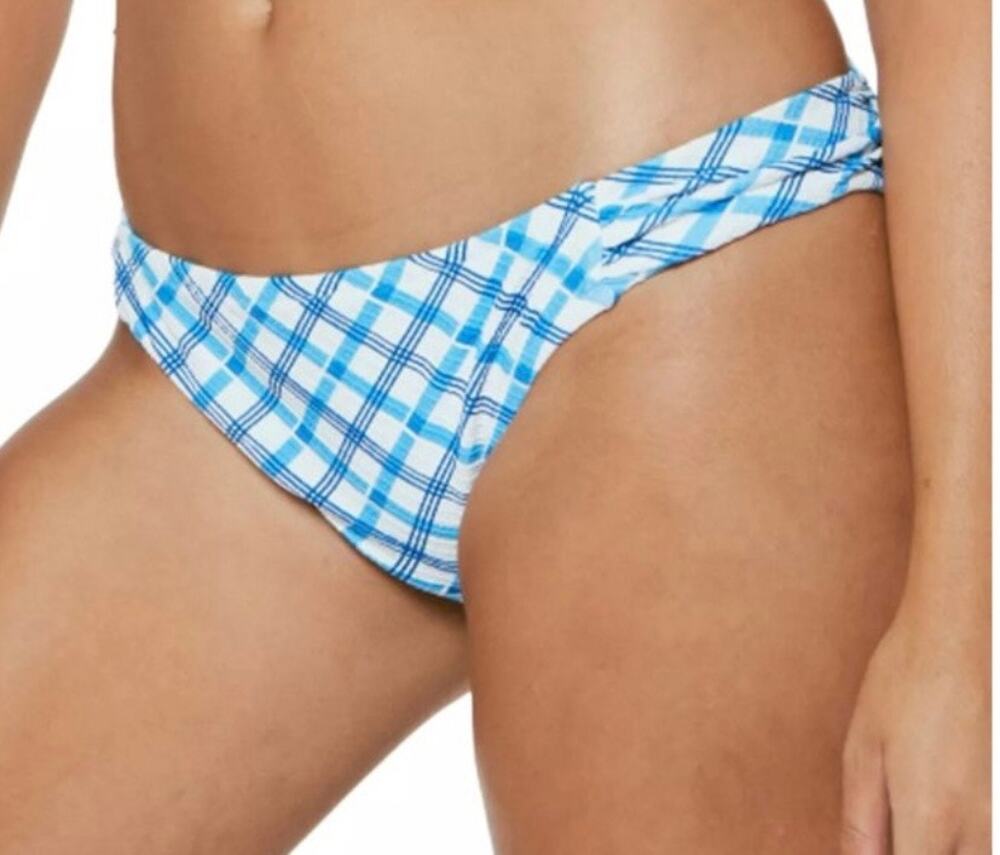 Jessica Simpson Caspian Plaid Checked Shirred Hipster Bikini Bottom XL NWT